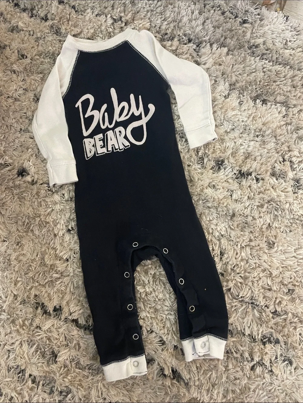 Baby Bear Navy & White Raglan Baby One-Piece Bodysuit